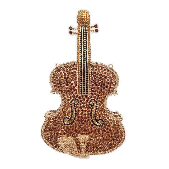 Amazing Luxury Violin Crystal Evening Bags Party Handbag $180.00 Dana Fashion style: B Women's Bags Product information: Material: Alloy Closure: Magnetic buckle How to take the bag: hand, shoulder, messenger Applicable scene: banquet Luggage hardness: ha