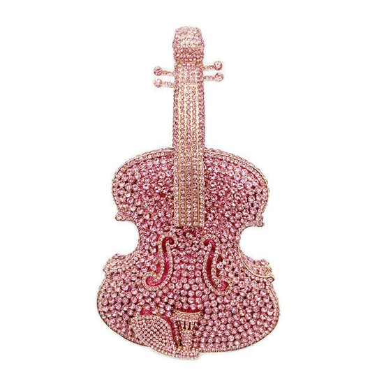 Amazing Luxury Violin Crystal Evening Bags Party Handbag $180.00 Dana Fashion style: Pink Women's Bags Product information: Material: Alloy Closure: Magnetic buckle How to take the bag: hand, shoulder, messenger Applicable scene: banquet Luggage hardness: