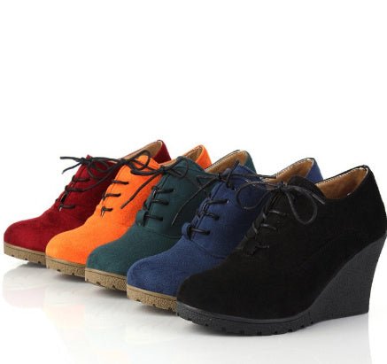 Ankle Boots Flat Casual Women's Shoes Lace-up Wedge $51.06 Dana Fashion Color: Red Size: 34 Women's shoes Product information: Pattern: solid color Color: red, green, black, blue Upper height: low top Heel height: high heels (6-8CM) Heel shape: Wedge Size