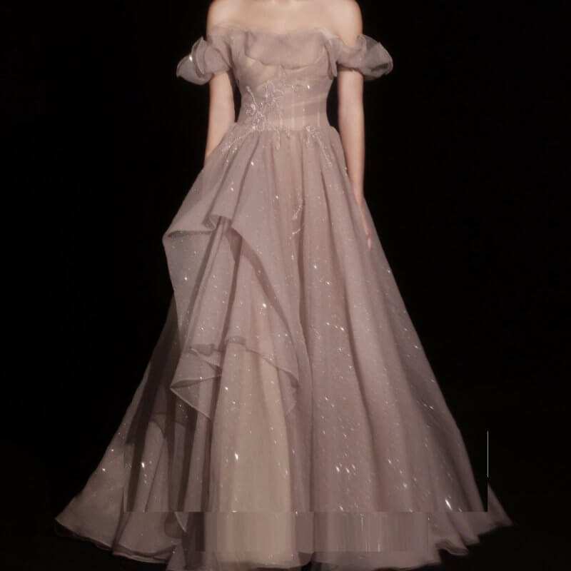 Annual Meeting Host Birthday Dress Bride Wedding Dinner Dress $299.00 Dana Fashion Color: Pink Purple Size: L Women's clothing Product information: Size: S, M, L Fabric: Skin friendly fabric Style: Korean version Popular element: straps Color classificati