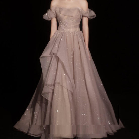 Annual Meeting Host Birthday Dress Bride Wedding Dinner Dress $299.00 Dana Fashion Color: Pink Purple Trailing Size: L Women's clothing Product information: Size: S, M, L Fabric: Skin friendly fabric Style: Korean version Popular element: straps Color cla