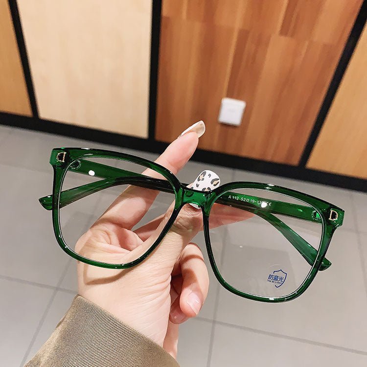 Anti-blue Light Myopia Glasses For Women $19.50 Dana Fashion Color: Transparent green Women's Accessories Product Details: Frame material: PC Style: full frame Glasses style: square frame Suitable for face shape: round face Frame color: black, transparent