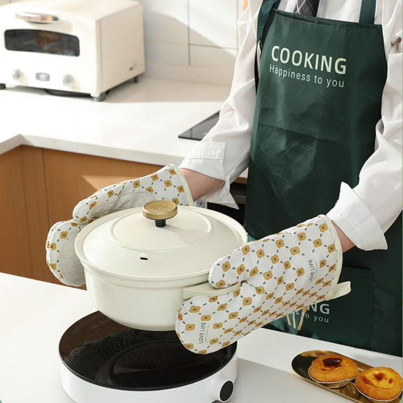Anti-Scalding Microwave Cotton Non-Slip Insulation Gloves Oven Mitts Kitchen Heat Resistant Thickened Cotton Heat Insulation Microwave Oven Oven Anti Scalding Household Gloves Baking Tools $57.78 Dana Fashion Color: Green Type: 1Pair Dana's Kitchen Oven M