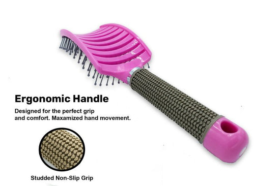 Anti Static Bending Nylon Women's Wet Curly Tangled Hair Brush Styling Tool $22.69 Dana Fashion Color: PinkPurple Beauty Tools Specification Type : Scalp Massage Brush Item : Hair Brush Head Massage Comb Material : Bristle + Nylon hair brush Handle : Rubb