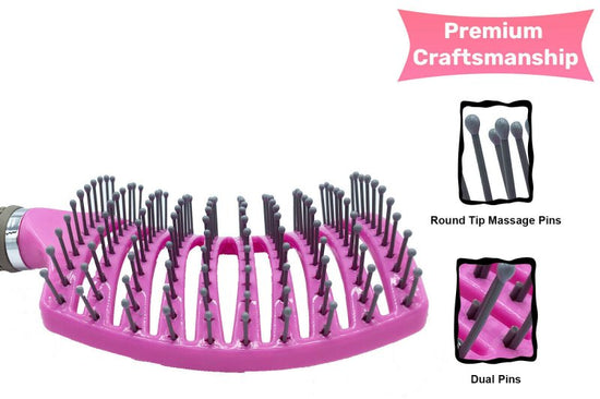 Anti Static Bending Nylon Women's Wet Curly Tangled Hair Brush Styling Tool $22.69 Dana Fashion Color: PinkPurple Beauty Tools Specification Type : Scalp Massage Brush Item : Hair Brush Head Massage Comb Material : Bristle + Nylon hair brush Handle : Rubb