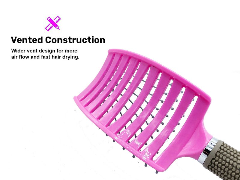 Anti Static Bending Nylon Women's Wet Curly Tangled Hair Brush Styling Tool $22.69 Dana Fashion Color: PinkPurple Beauty Tools Specification Type : Scalp Massage Brush Item : Hair Brush Head Massage Comb Material : Bristle + Nylon hair brush Handle : Rubb