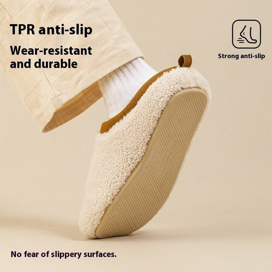 Argy Wormwood Plush Slippers Women's Home Indoor Non-slip Warm Cotton Slippers $59.99 Dana Fashion Color: Oatmeal Color Size: 36 To 37 Women's shoes Product information: Inner material: artificial wool Color: oatmeal color, pine brown, white mist, rock Br