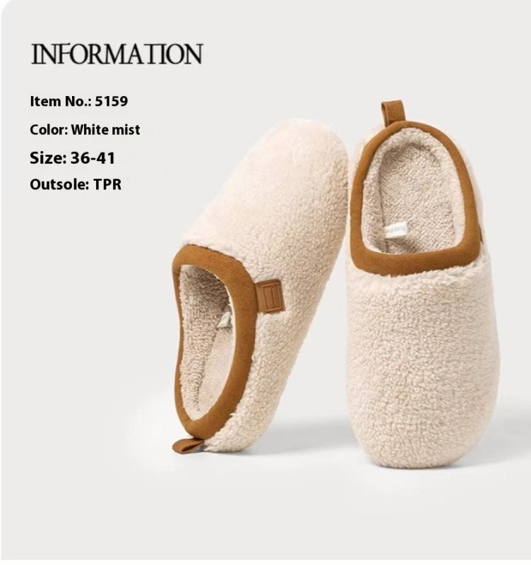 Argy Wormwood Plush Slippers Women's Home Indoor Non-slip Warm Cotton Slippers $59.99 Dana Fashion Color: White Fog Size: 36 To 37 Women's shoes Product information: Inner material: artificial wool Color: oatmeal color, pine brown, white mist, rock Brown