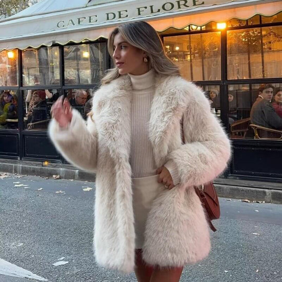 Artificial Fur Warm Coat Thick Coat Women $79.50 Dana Fashion Color: Milk Tea Color Size: 2XL Women's clothing Product information: Fabric name: artificial fur Color: Ivory Gray (suit collar lengthened), Ivory White (suit collar lengthened), pure white (s