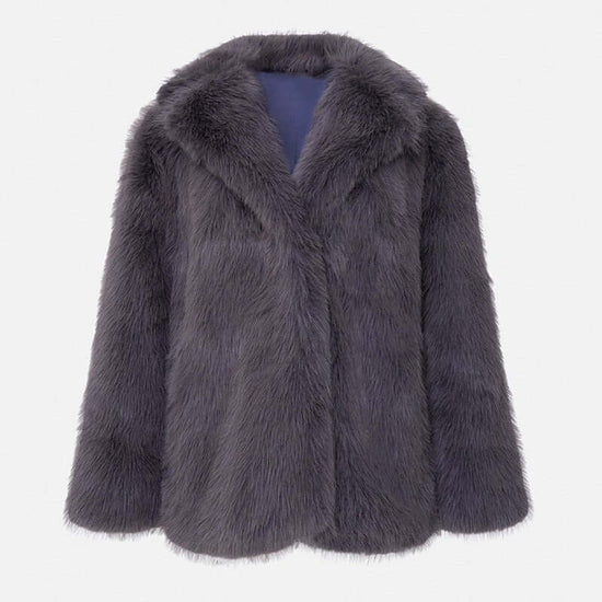 Artificial Fur Warm Coat Thick Coat Women $79.50 Dana Fashion Color: Dark Gray Size: 2XL Women's clothing Product information: Fabric name: artificial fur Color: Ivory Gray (suit collar lengthened), Ivory White (suit collar lengthened), pure white (suit c