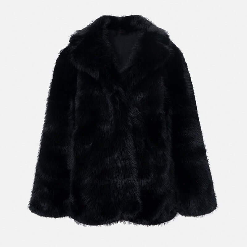 Artificial Fur Warm Coat Thick Coat Women $79.50 Dana Fashion Color: Black Size: 2XL Women's clothing Product information: Fabric name: artificial fur Color: Ivory Gray (suit collar lengthened), Ivory White (suit collar lengthened), pure white (suit colla
