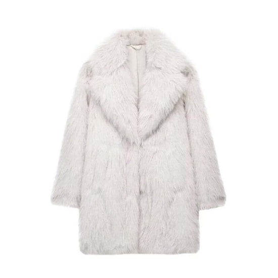 Artificial Fur Warm Coat Thick Coat Women $79.50 Dana Fashion Color: Ivory White Size: 2XL Women's clothing Product information: Fabric name: artificial fur Color: Ivory Gray (suit collar lengthened), Ivory White (suit collar lengthened), pure white (suit