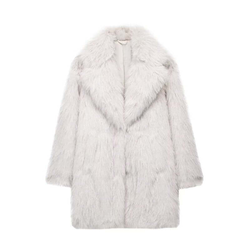 Artificial Fur Warm Coat Thick Coat Women $79.50 Dana Fashion Color: Ivory White Size: 2XL Women's clothing Product information: Fabric name: artificial fur Color: Ivory Gray (suit collar lengthened), Ivory White (suit collar lengthened), pure white (suit