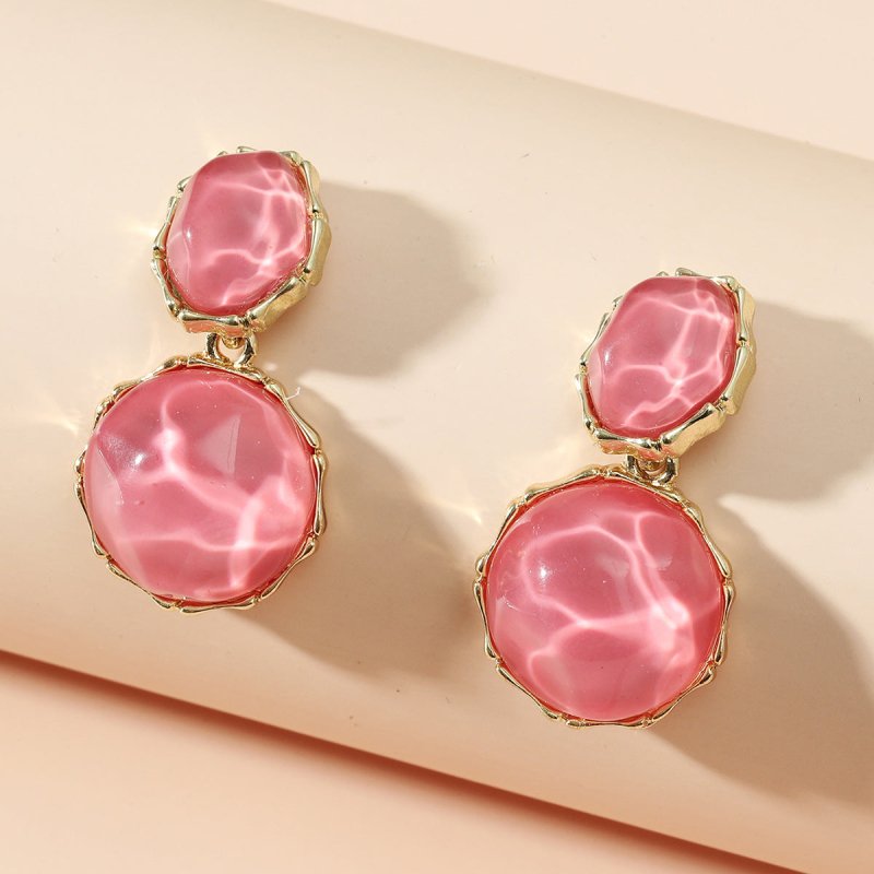 Asymmetric Light Green Creative Water Pattern Irregular Oval Earrings $15.00 Dana Fashion Color: Rose Red Women's Accessories Product information: Treatment Process: Diamond Color: Ivory White, olive green, light yellow, royal blue, pink, rose red, light