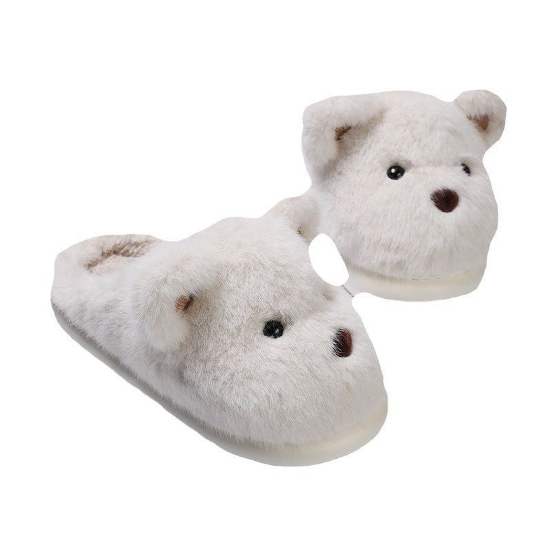 Autumn And Winter Home Indoor Platform Non Slip Outdoor Warm Plush Cotton Slippers Women $48.34 Dana Fashion Color: Khaki Size: 36or37 Women's shoes Product information: Pattern: Cartoon Lining material: Cotton Color: white, khaki Heel height: 1.5 cm-3cm