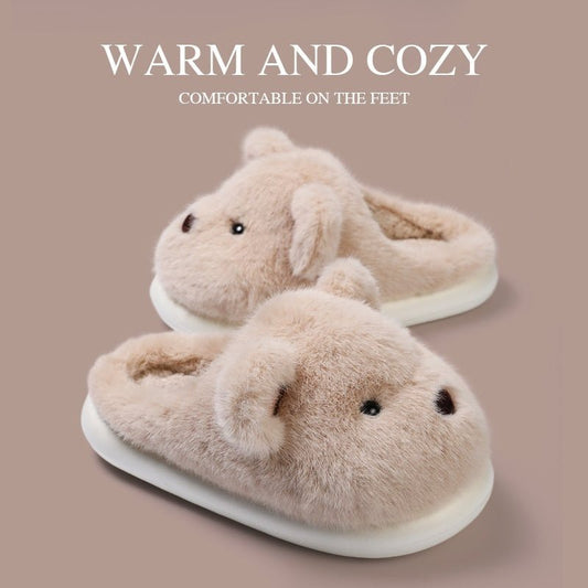 Autumn And Winter Home Indoor Platform Non Slip Outdoor Warm Plush Cotton Slippers Women $48.34 Dana Fashion Color: Khaki Size: 36or37 Women's shoes Product information: Pattern: Cartoon Lining material: Cotton Color: white, khaki Heel height: 1.5 cm-3cm