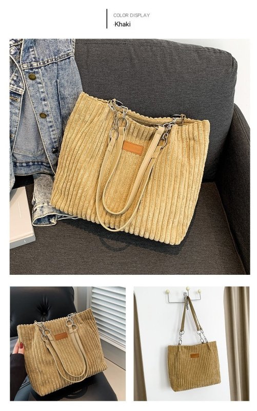 Autumn And Winter Large Capacity Tote Bags For Women $26.02 Dana Fashion Color: Beige Women's Bags Product information: Lining texture: polyester cotton Applicable scenarios: Daily matching Color: creamy-white, black, khaki, Green Outer bag type: Sandwich