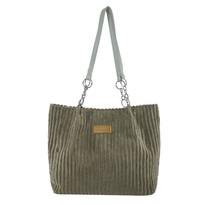 Autumn And Winter Large Capacity Tote Bags For Women $26.02 Dana Fashion Color: Green Women's Bags Product information: Lining texture: polyester cotton Applicable scenarios: Daily matching Color: creamy-white, black, khaki, Green Outer bag type: Sandwich