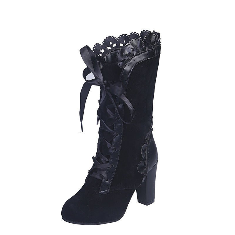 Autumn And Winter New Large Size Thick Heel Women's Leather Boots $39.99 Dana Fashion Color: Black Size: 36 Women's shoes ข้อมูลผลิตภัณฑ์: ลวดลาย: สีพื้น สี: ดำ ความสูงส้น: ส้นสูง (6-8CM) ความยาวของถุงเท้า: น่องกลาง รูปร่างส้น: ส้นเตี้ยแบบสั้น ขนาด: 36, 3