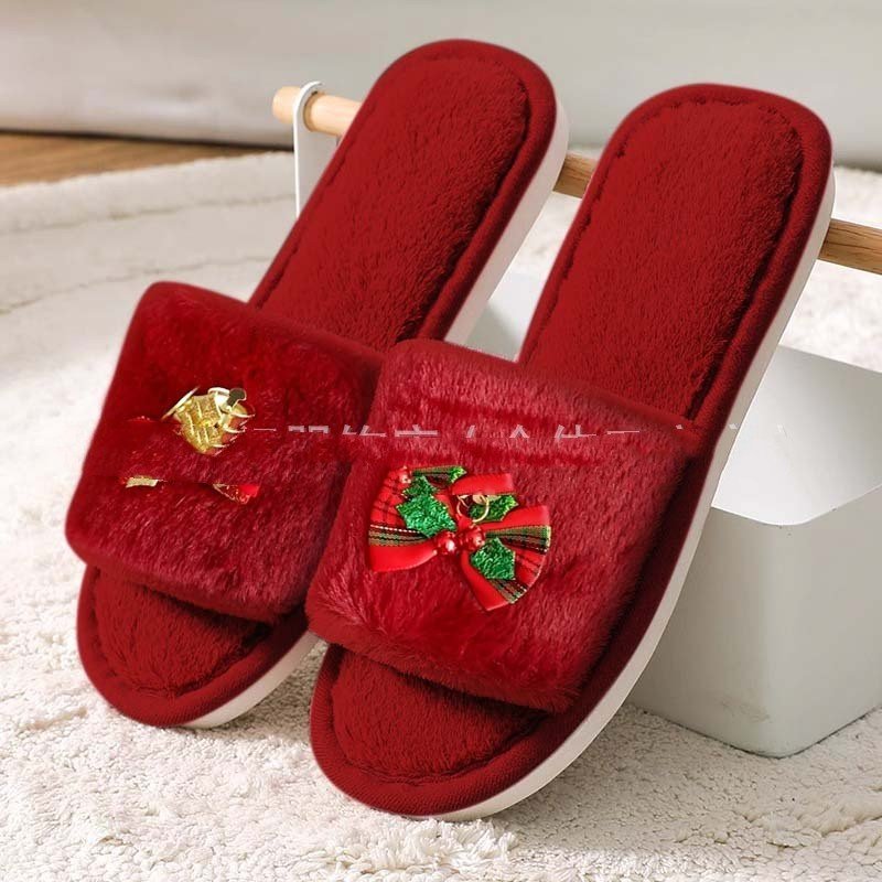 Autumn And Winter Open Toe Fluffy Slippers Word Home $28.27 Dana Fashion Color: Wine Red Size: 36to37 Women's shoes Product information: Pattern: Cartoon Toe holder shape: round head Color: wine red, black, white Shoe Upper material: Suede Heel height: fl
