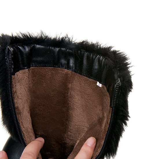 Autumn And Winter Short Boots Snow Female Buskin Female Boots Chunky Heel Booties $69.35 Dana Fashion Color: Black Size: 33 Women's shoes Product information: Color: white, black, pink Heel height: high heel (6-8CM) Sock length: low tube Heel shape: chunk