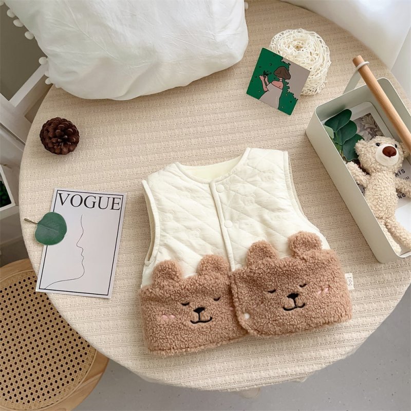 Autumn And Winter Windproof Thickening Children Outerwear Cartoon Winter Fleece Vest $32.92 Dana Fashion Color: Brown Bear Suitable For Height: 90cm Baby Clothing Product information: Pattern: Cartoon Color: green Panda [wool lining quilting], brown bear