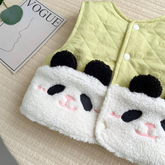 Autumn And Winter Windproof Thickening Children Outerwear Cartoon Winter Fleece Vest $32.92 Dana Fashion Color: Brown Bear Suitable For Height: 90cm Baby Clothing Product information: Pattern: Cartoon Color: green Panda [wool lining quilting], brown bear