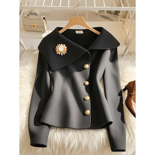 Autumn Fashionable Stylish Waist-controlled Top $59.00 Dana Fashion Color: Black Size: L Women's clothing Product information: Color: Black Sleeve type: regular sleeve Size: M 35.00kg-47.50kg,L 48.00kg-57.50kg,XL 58.00kg-67.50kg Version: Regular Applicabl