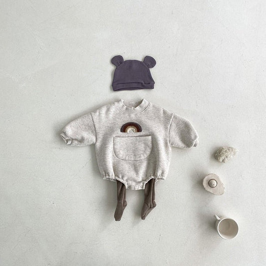 Autumn New Baby Rainbow Print Jumpsuit Romper $33.85 Dana Fashion Color: Coffee Child size: 66cm Baby Clothing Product information: Suitable season: winter Applicable gender: unisex / both men and women Sleeve Length: Long Sleeve Whether hooded: not hoode