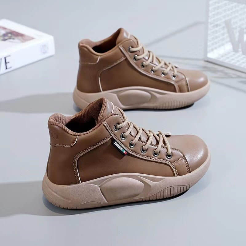 Autumn New Ins Women's Casual Sneakers $45.90 Dana Fashion Color: Brown size: 35 Women's shoes Product information: Lining material: imitation leather Color: black, brown, white, black plus velvet, Brown with velvet, white with fleece lining Heel height: