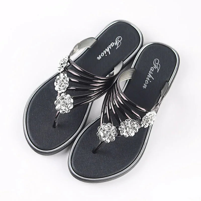 Flip-Flops Women's Slippers Diamond Rhinestones Phnom Penh Beach Shoes - DanaFashionstore