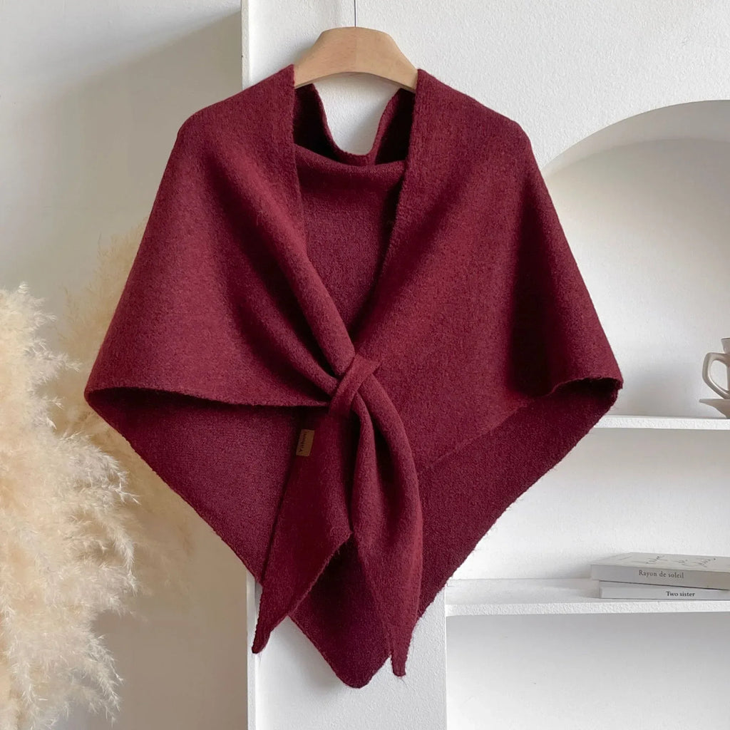 Winter Triangular Shawl INS Solid Color Soft Thickened Knitted Neck Wrap Korean Version Warm Shawl For Women - DanaFashionstore