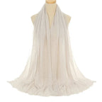 Pleated Viscose Yarn Monochrome Scarf Natural Wrinkled Cotton And Linen Burrs - DanaFashionstore