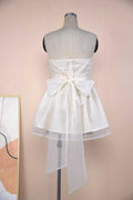 Tube Top Lace Dress With Back Bow-knot Summer Fashion Temperament Mesh Stitching Off-neck Short Skirt - DanaFashionstore