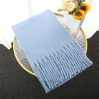 Macaron Solid Color Thick Braid Tassel Shawl - DanaFashionstore
