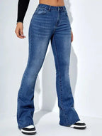 Women's Slim-fit Jeans Pants With Flared Design Fashion Casual High Waist Stretch Trousers - DanaFashionstore