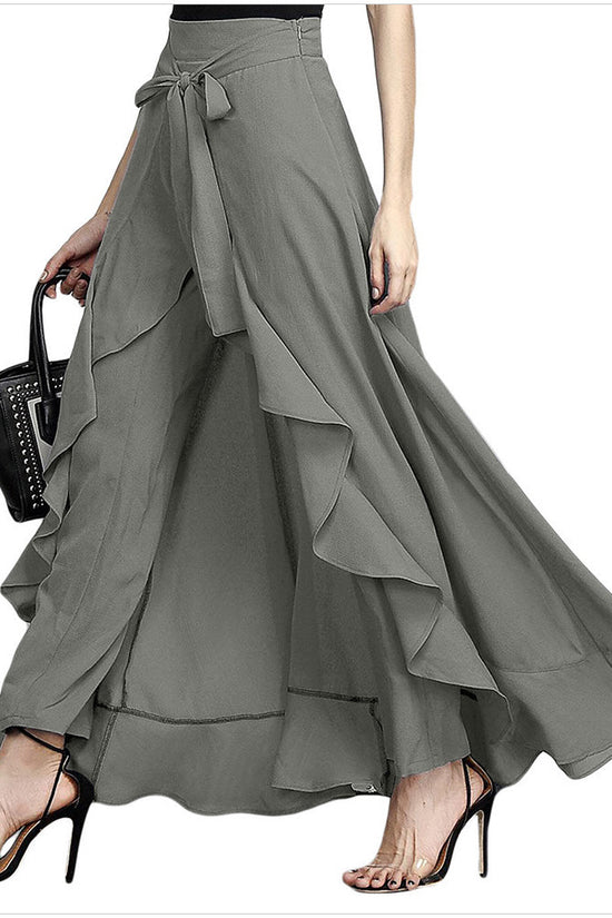 Wide-leg Culottes, Irregular Chiffon Lotus Leaf