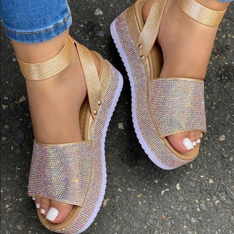 Rhinestone Sandals Summer Fashion Platform Shoes For Women - DanaFashionstore