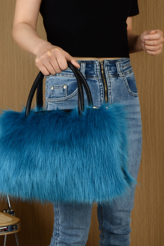 High-end Hand-carrying Square Plush Bag Fur Raccoon Fur Handbag Large Capacity - Dana Fashion