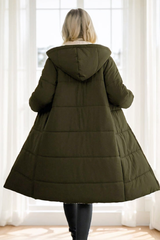 Women's Winter Long Sleeve Zip Up Hooded Cotton Padded Coat