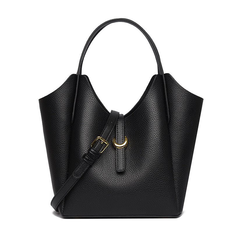 Genuine Leather Women's Large Capacity Hand Holding Bucket Bag - Dana Fashion