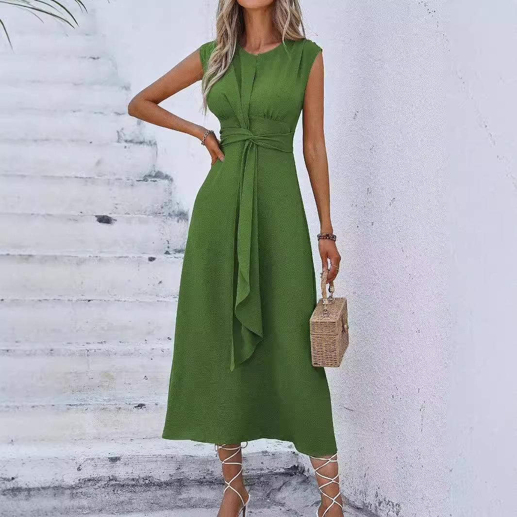 Solid Color Waist-Tight Tied Dress Women 2026 - Bodycon Wrap Dress - DanaFashionstore