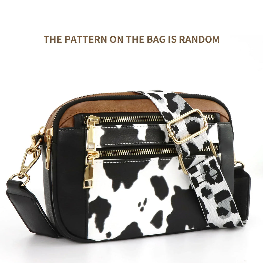 Cow Color Matching Multifunctional Zipper Crossbody Bag - DanaFashionstore