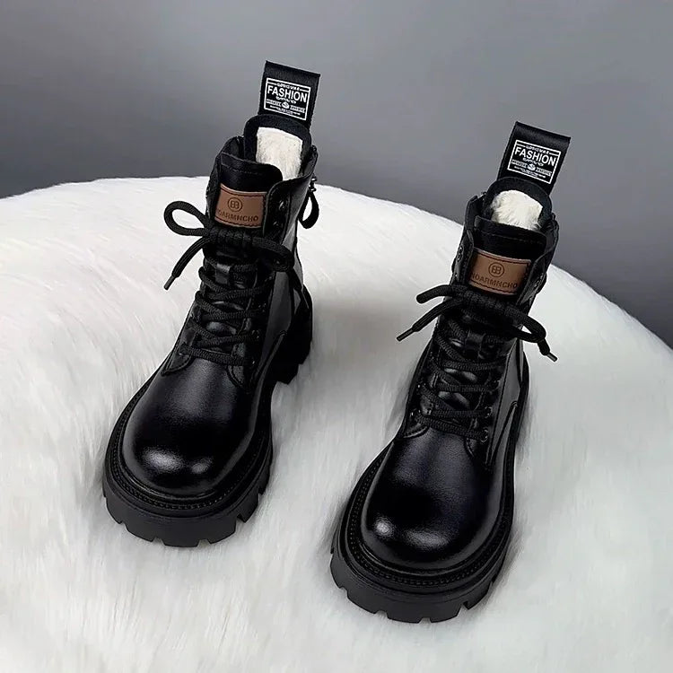 Fur Integrated Thick Bottom Female Winter Fleece-lined Cotton Boots - DanaFashionstore