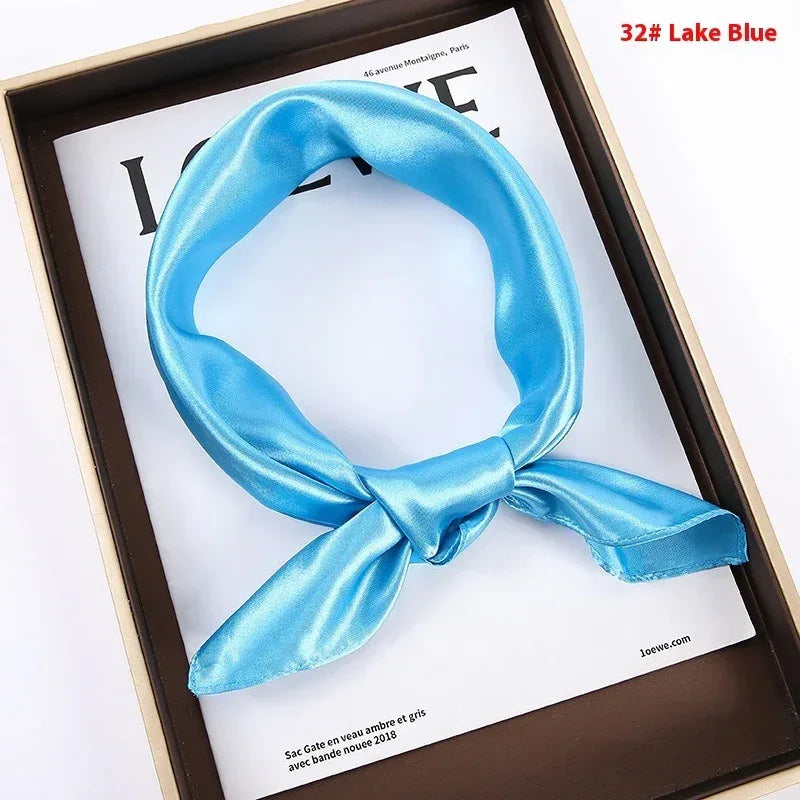 Solid Color Square Scarf Artificial Silk Small Square Towel - DanaFashionstore