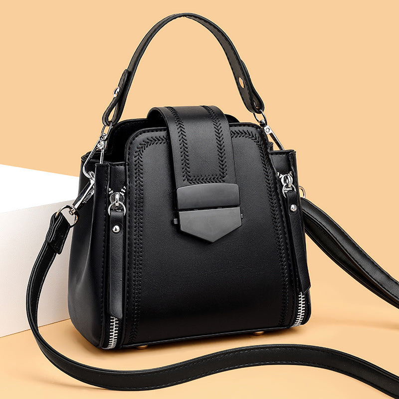 Elegant Lady Soft Leather Textured Small Handbag - Dana Fashion