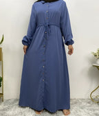 Collared Cardigan, Full-button Fitted Long Dress