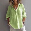 Fashion Long-sleeved Lapel Pullover Shirt Casual Loose Solid Color T-shirt Tops Women's Clothing - DanaFashionstore