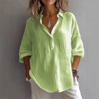 Fashion Long-sleeved Lapel Pullover Shirt Casual Loose Solid Color T-shirt Tops Women's Clothing - DanaFashionstore