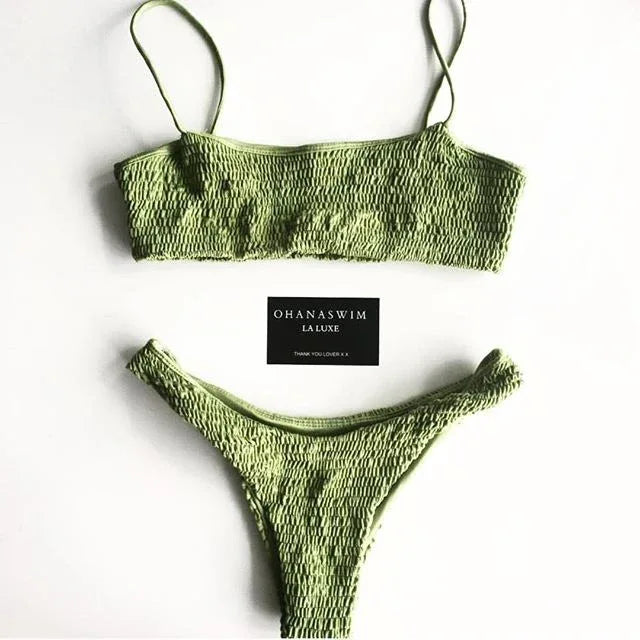 Swimsuit Pleated Triangle Bikini Set - DanaFashionstore